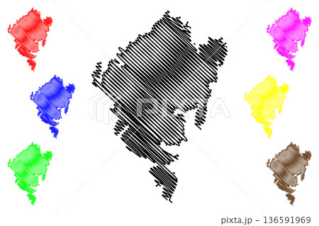 Larsmo island (Republic of Finland) map vector illustration, scribble sketch Luoto map Larsmo island (Republic of Finland) map vector illustration, scribble sketch Luoto map 136591969
