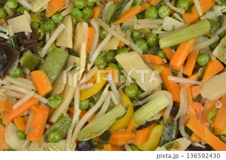 Colorful stir fry vegetables mix background Colorful stir fry vegetables mix background 136592430