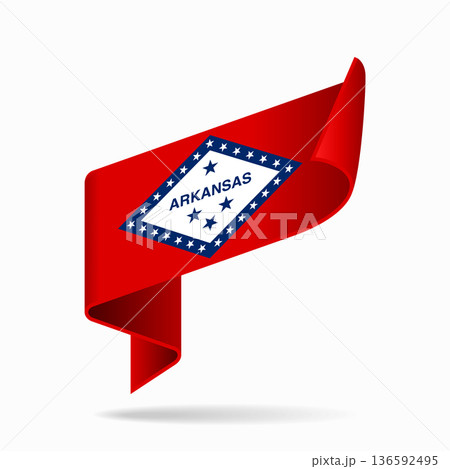 Arkansas flag ribbon icon for patriotic, cultural, or national designs. Vector illustration. 136592495