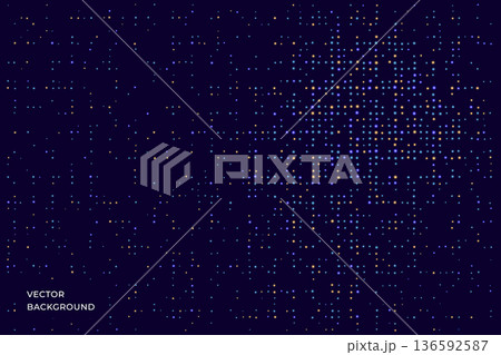 Halftones geometric dots gradient and pop art texture. Vector illustration. Color Abstract dot, Gradient halftone dots for background pattern. Noise grain dust pattern. 136592587