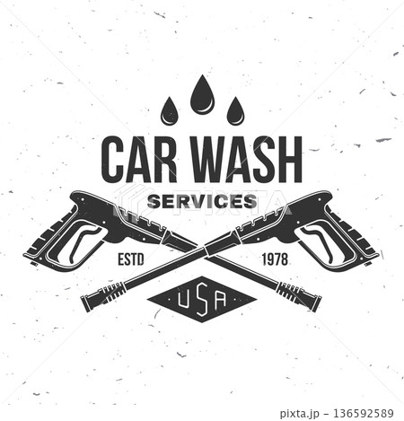 Car wash logo, emblems, badges and icons. Vector. Template for car wash logo, cleaning car, washing and service with cleaning equipment. Car wash logo, emblems, badges and icons. Vector. Template for car wash logo, cleaning car, washing and service with cleaning equipment. 136592589