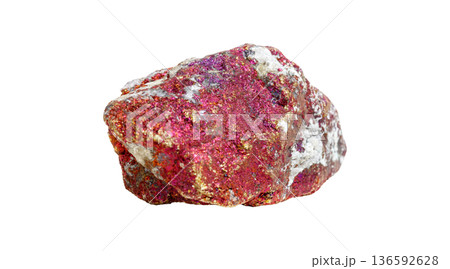Vibrant Iridescent Chalcopyrite Mineral Specimen Isolated 136592628