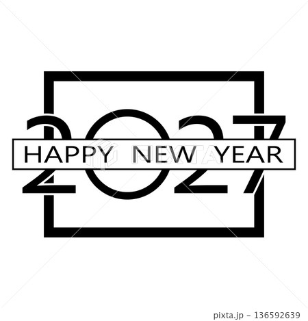 2027 number design template. 2027 New Year logo design. Vector illustration isolated on white background. 136592639