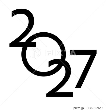 2027 number design template. 2027 New Year logo design. Vector illustration isolated on white background. 2027 number design template. 2027 New Year logo design. Vector illustration isolated on white background. 136592643