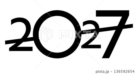 2027 number design template. 2027 New Year logo design. Vector illustration isolated on white background. 2027 number design template. 2027 New Year logo design. Vector illustration isolated on white background. 136592654