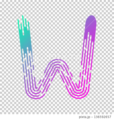 letter W with glitch effect, vector template elements for your application or corporate identity, art brush alphabet gradient logo. 136592657