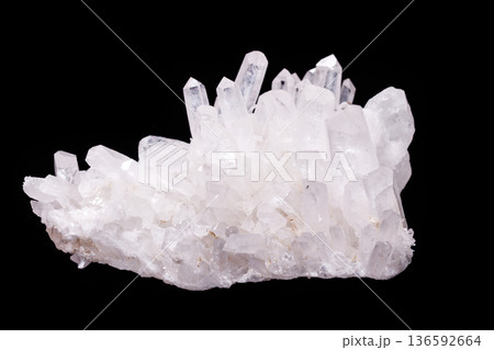 Macro Mineral Stone Rhinestone in Crystals on a Black Background 136592664