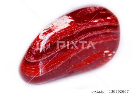 Macro mineral stone jasper "zebra iron" on a white background 136592667