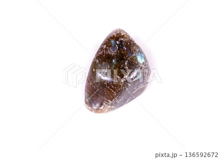 Macro mineral stone Labradorite on white background Macro mineral stone Labradorite on white background 136592672