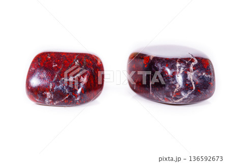 Macro mineral stone jasper hematite on white background 136592673