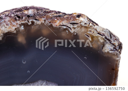 Macro mineral stone Agate breed a white background 136592750