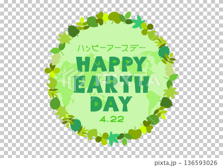地球日插圖葉子圓形框架 136593026
