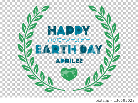 地球日插圖：心形地球和樹葉裝飾 136593028