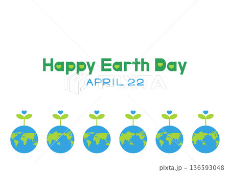 アースデーのイラスト 世界地図と葉っぱ 136593048