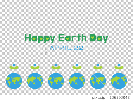 アースデーのイラスト 世界地図と葉っぱ 136593048