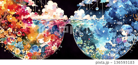 心の不安定 女性 水彩画イラスト 心の不安定 女性 水彩画イラスト 136593183