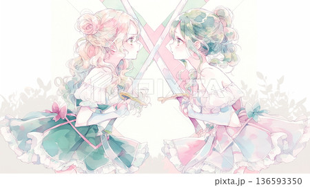 最大の敵は自分自身　女性　イラスト　水彩画 136593350