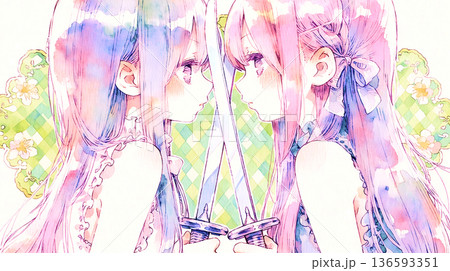 最大の敵は自分自身　女性　イラスト　水彩画 136593351