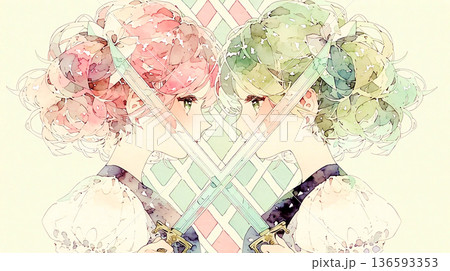 最大の敵は自分自身　女性　イラスト　水彩画 136593353