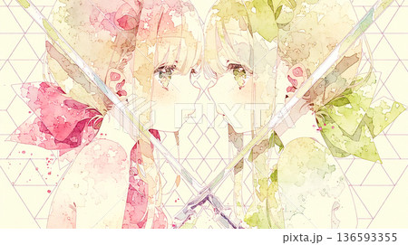 最大の敵は自分自身　女性　イラスト　水彩画 136593355