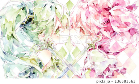 最大の敵は自分自身　女性　イラスト　水彩画 136593363