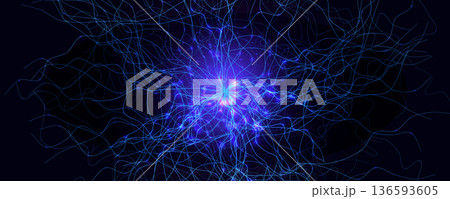 Neural Network Brain Neurone Synapse Connections Lightning Ball Energy Glow. Machine Learning Technology Background for AI Data Flow, BigData, Medical Science Research, Biotech. Vector illustration Neural Network Brain Neurone Synapse Connections Lightning Ball Energy Glow. Machine Learning Technology Background for AI Data Flow, BigData, Medical Science Research, Biotech. Vector illustration 136593605