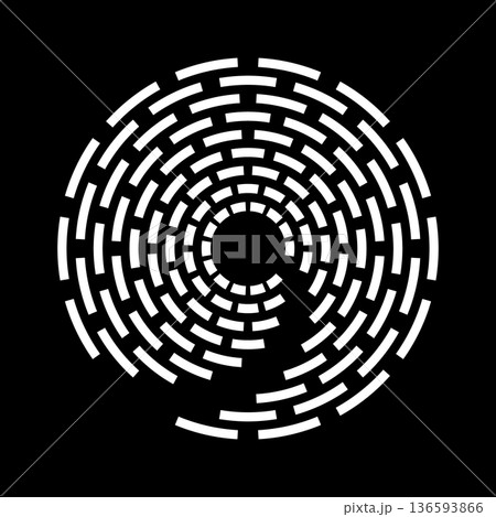 Radial Circle Spiral Design Element on Black Background. Radial Circle Spiral Design Element on Black Background. 136593866