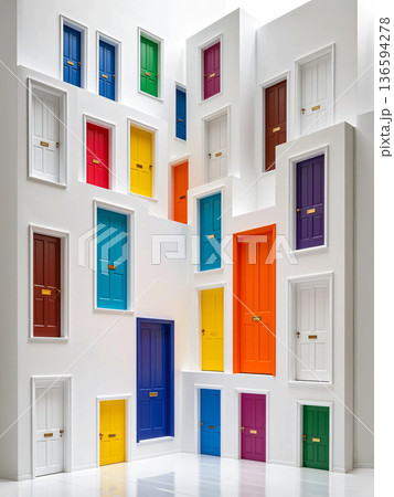 カラフルな扉 136594278