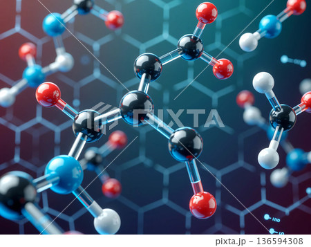 カラフルな分子モデル 136594308