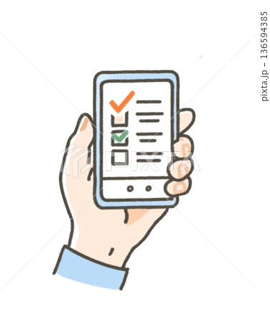 スマホを触る手のアップ 136594385