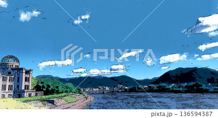 広島の風景（原爆ドーム） 136594387