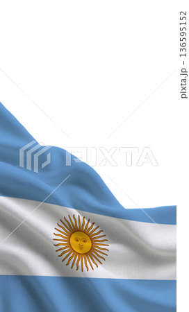 Flag of Argentina shown in a close view with detailed colors and design during daylight hours 136595152