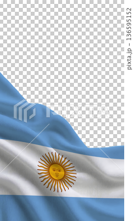 Flag of Argentina shown in a close view with detailed colors and design during daylight hours Flag of Argentina shown in a close view with detailed colors and design during daylight hours 136595152