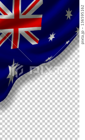 Australian flag waving in the breeze with blue background and white stars on display Australian flag waving in the breeze with blue background and white stars on display 136595162