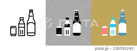 缶と瓶とペットボトルアイコン 136595243