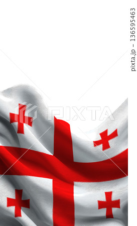 Flag of Georgia waving gently under sunlight, representing national pride and sovereignty 136595463