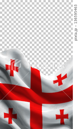 Flag of Georgia waving gently under sunlight, representing national pride and sovereignty 136595463