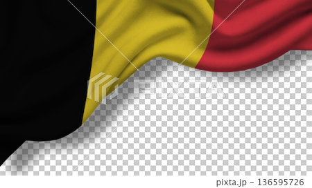 Belgian flag displayed with colors of black, yellow, and red during a national celebration in Belgium 136595726