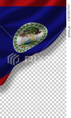 Flag of Belize waving in the wind showcasing its colors and emblem 136595747