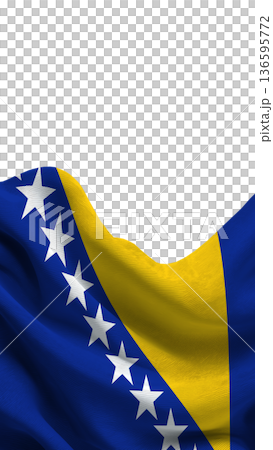 Bosnian flag waving on a clear background capturing national symbols and colors Bosnian flag waving on a clear background capturing national symbols and colors 136595772