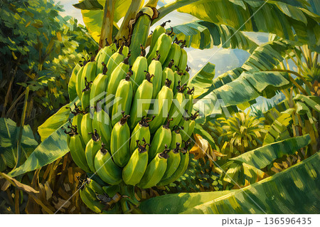 バナナ、絵画風 136596435