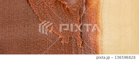 Chocolate Cream Spread Texture on Croissant Close Up 136596828