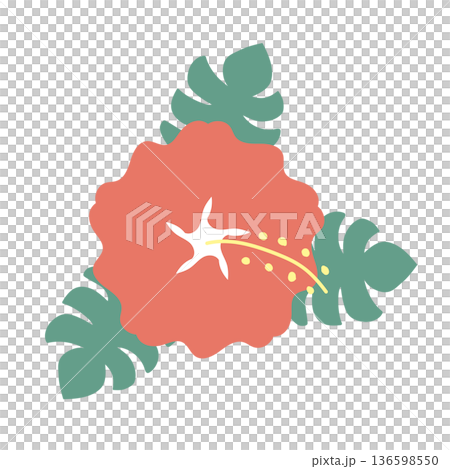 紅色芙蓉花的簡單插圖 紅色芙蓉花的簡單插圖 136598550