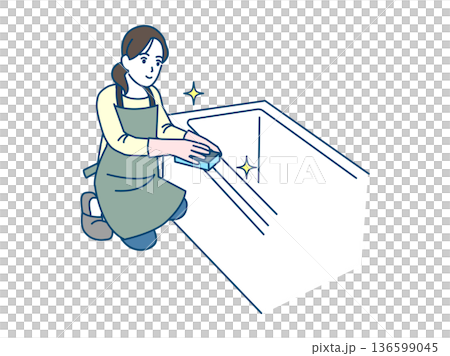 浴槽の掃除をする主婦のイラスト 136599045