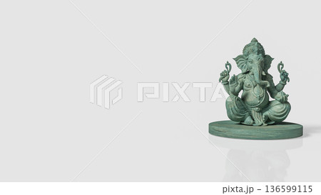 Antique Green Ganesha Statue Isolated 3d render. 136599115