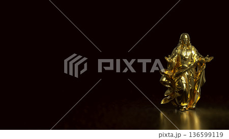 Golden Jesus Christ Sacred Heart Statue 3d render. 136599119