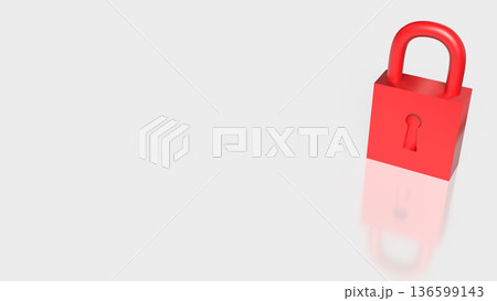 Red Padlock Security and Data Protection Concept 3d render. 136599143