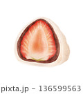 和菓 - いちご大福の断面イラスト左向き 136599563