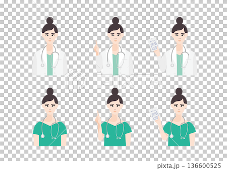 醫生插畫素材集（上半身） 136600525