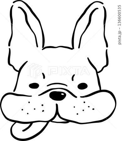 Grumpy Face French Bulldog Tongue Out outline Hand Drawn Grumpy Face French Bulldog Tongue Out outline Hand Drawn 136600535